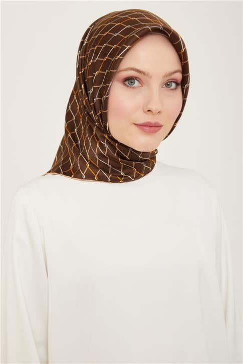 Armine Klasik Desenli Twill İpek Eşarp 24Ya9152 85 34