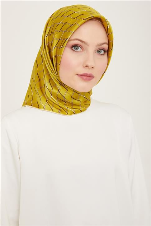 Armine Klasik Desenli Twill İpek Eşarp 24Ya9152 85 43