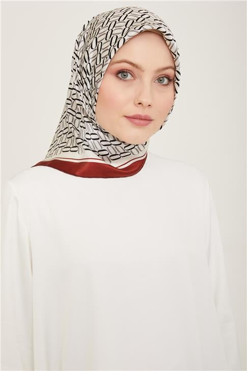 Armine Klasik Desenli Twill İpek Eşarp 24Ya9149 8 09