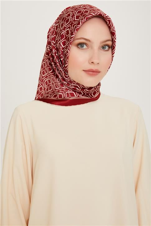 Armine Klasik Desenli Twill Saf İpek Eşarp 9248D 05 82