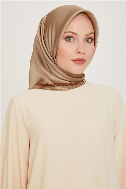 Armine Klasik Desenli Twill Saf İpek Eşarp 9260D 05