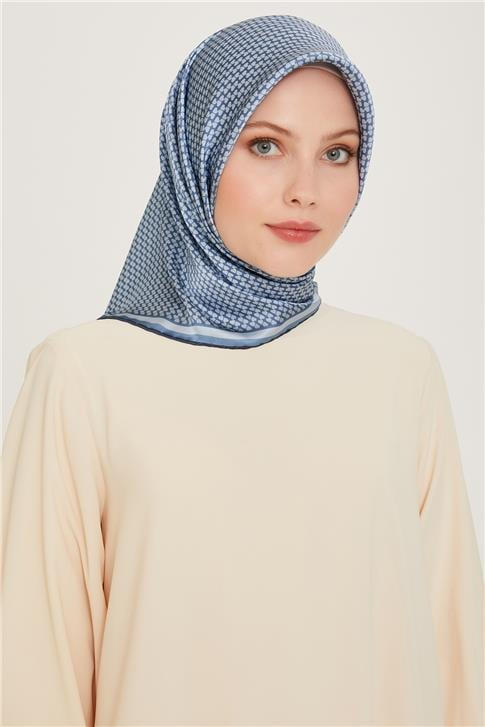 Armine Klasik Desenli Twill Saf İpek Eşarp 9243D 04 35