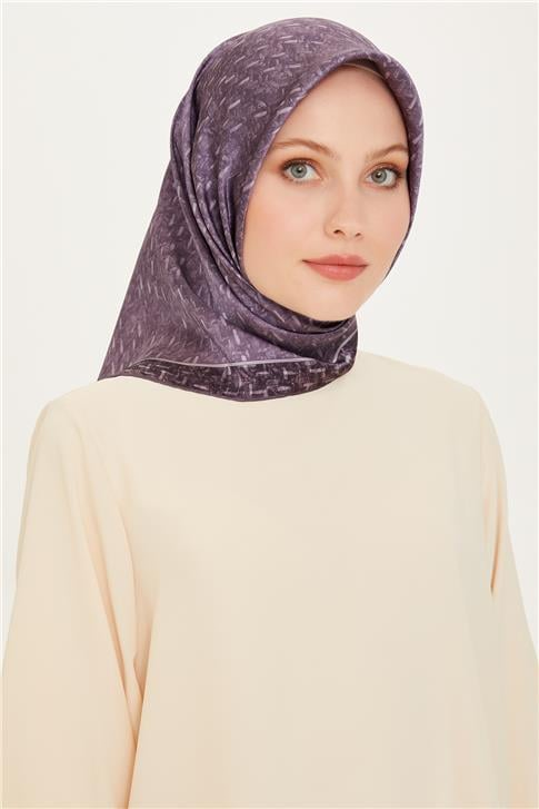 Armine Klasik Desenli Twill Saf İpek Eşarp 9230D 84