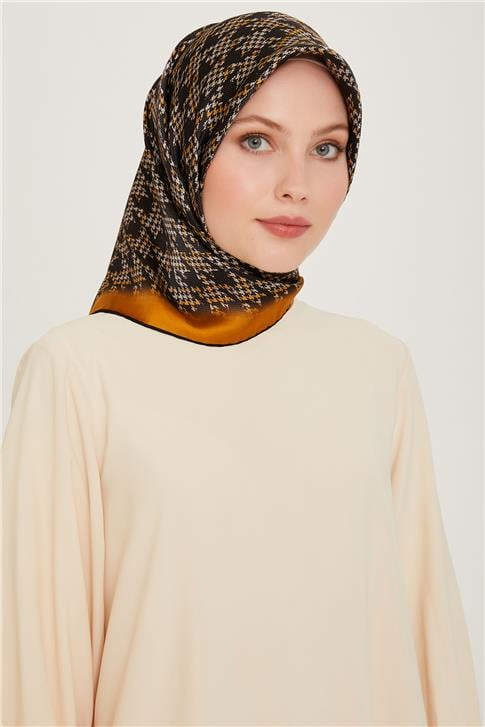 Armine Klasik Desenli Twill Saf İpek Eşarp 9239D 31