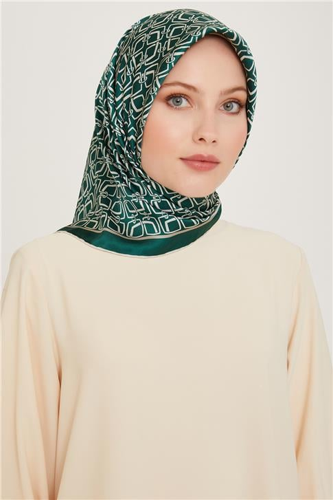 Armine Klasik Desenli Twill Saf İpek Eşarp 9248D 05 86