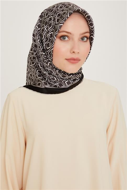 Armine Klasik Desenli Twill Saf İpek Eşarp 9248D 05 05