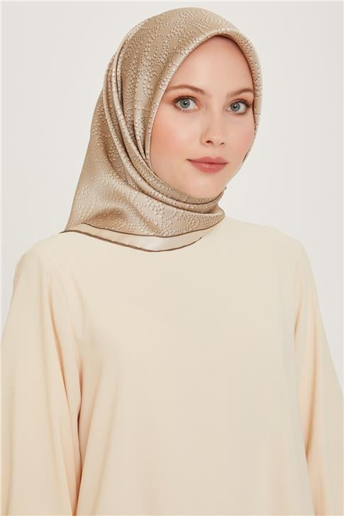 Armine Klasik Desenli Twill Saf İpek Eşarp 9246D 31