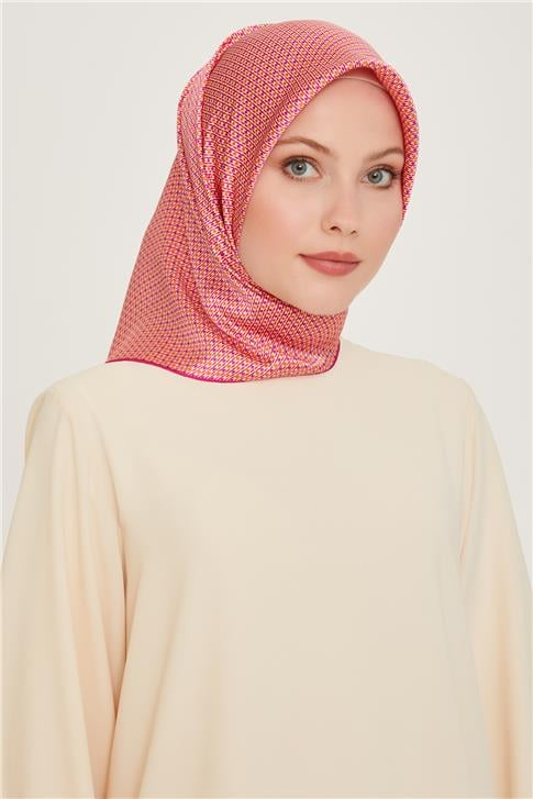 Armine Klasik Desenli Twill Saf İpek Eşarp 9210D 80 04