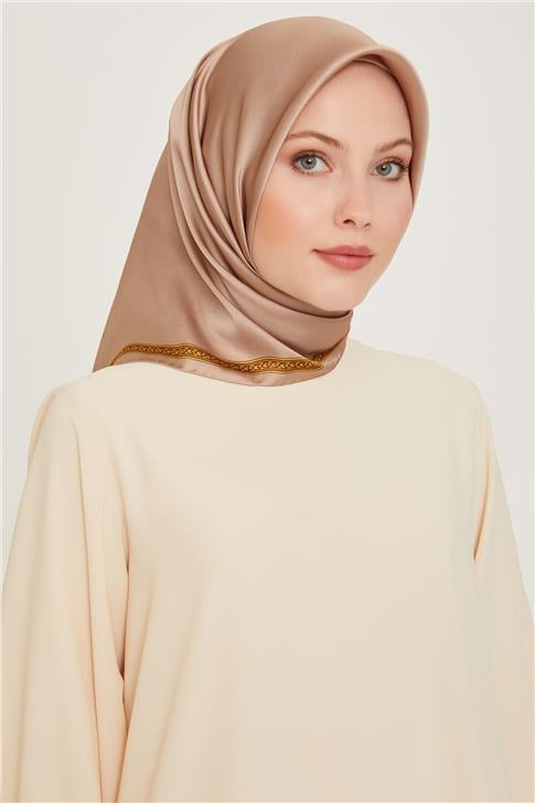 Armine Klasik Desenli Twill Saf İpek Eşarp 9261D 07 05