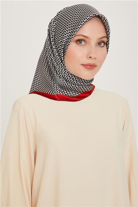 Armine Klasik Desenli Twill Saf İpek Eşarp 9243D 04 01