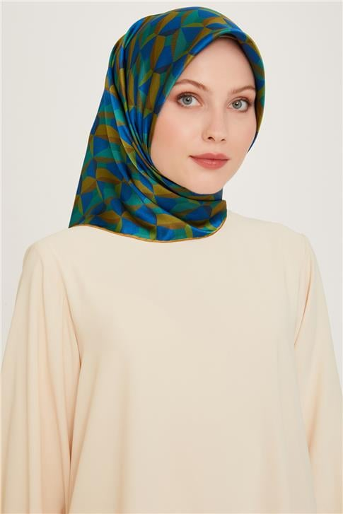Armine Klasik Desenli Twill Saf İpek Eşarp 9204D 33