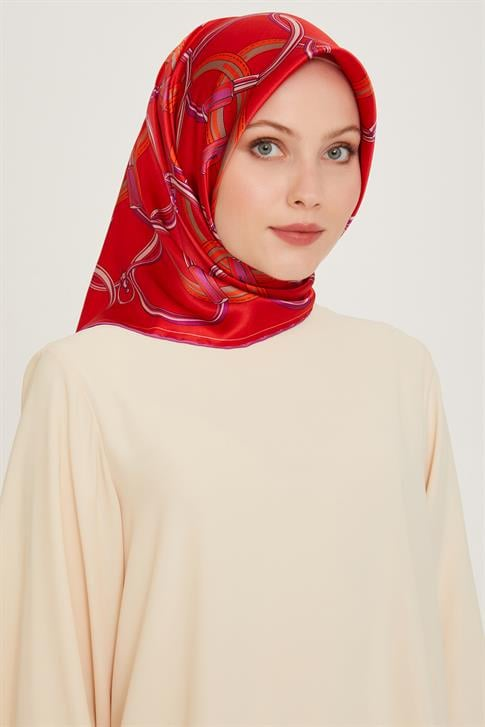 Armine Klasik Desenli Twill Saf İpek Eşarp 9203D 81