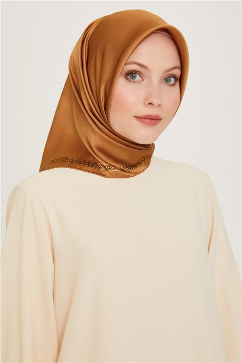 Armine Klasik Desenli Twill Saf İpek Eşarp 9261D 07 08