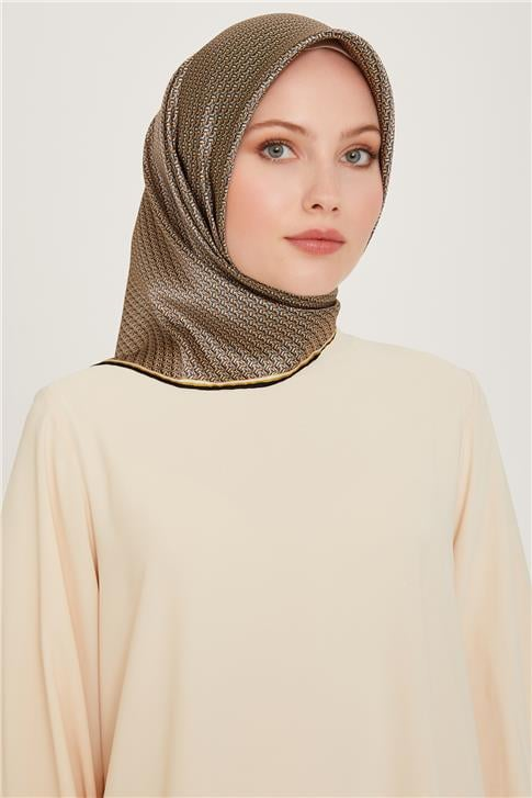 Armine Klasik Desenli Twill Saf İpek Eşarp 9250D 31