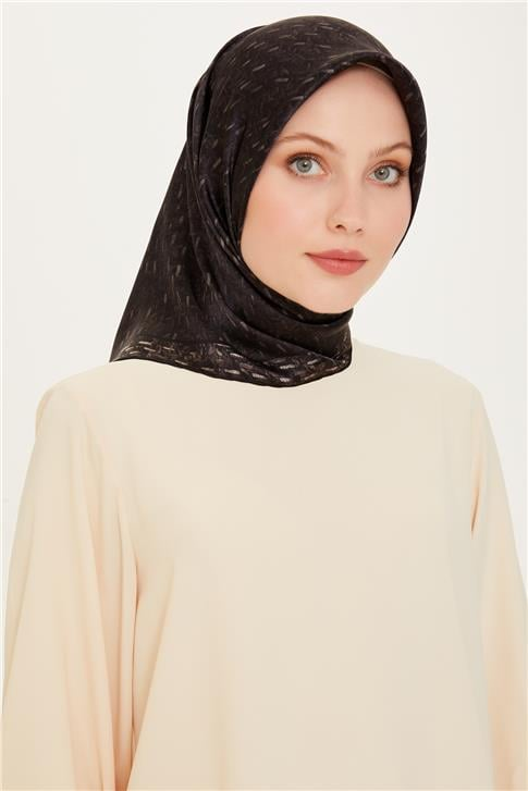 Armine Klasik Desenli Twill Saf İpek Eşarp 9230D 50