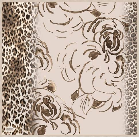 Armine Leopar Desenli Saf İpek Sura Eşarp 9355D 04