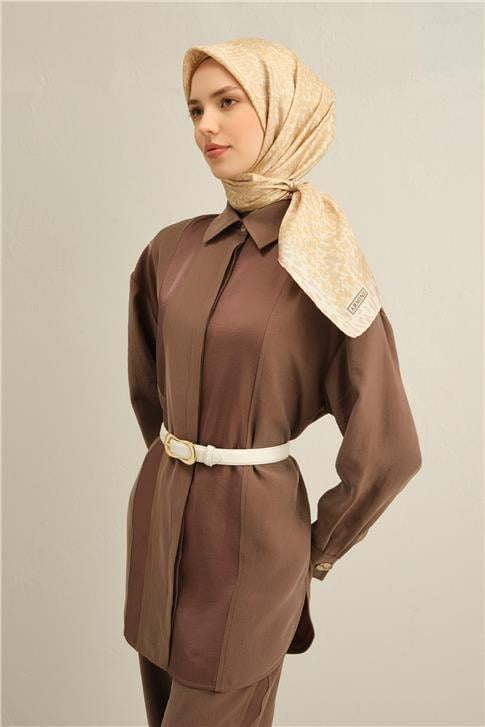 Armine Leopar Desenli Saf İpek Sura Eşarp 9352D 50