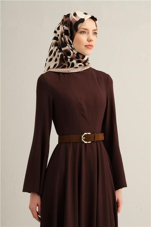 Armine Leopar Desenli Saf İpek Twill Eşarp 9320D 04