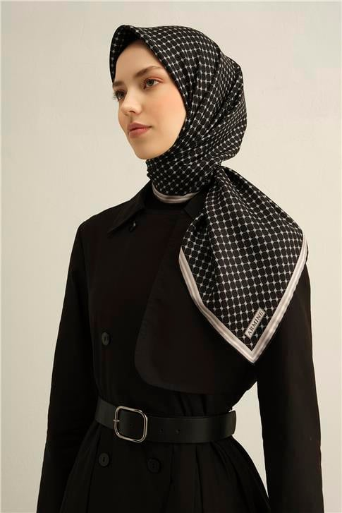 Armine Monogram Desenli Saf İpek Twill Eşarp 9345D 10