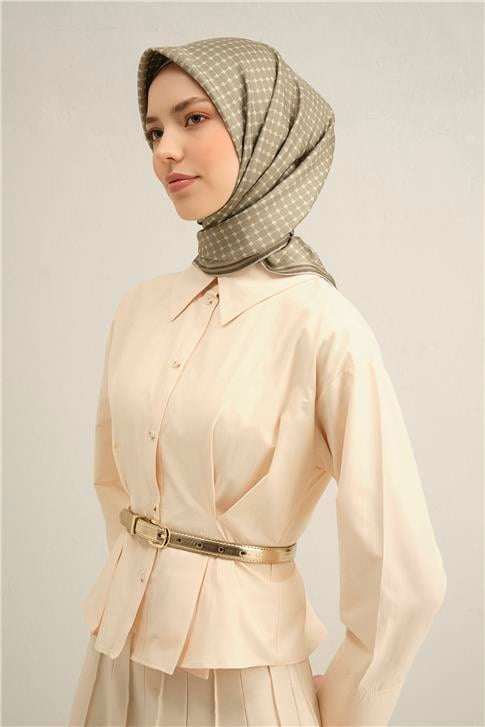Armine Monogram Desenli Saf İpek Twill Eşarp 9345D 33