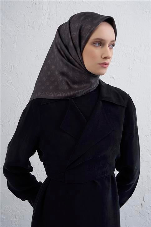 Armine Monogram Desenli Saf İpek Twill Eşarp 9412D 01