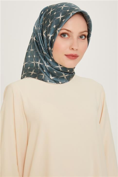 Armine Monogram Desenli Sura Saf İpek Eşarp 9207D 01 83