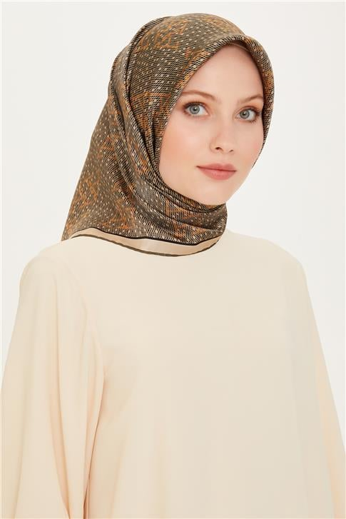 Armine Monogram Desenli Twill Saf İpek Eşarp 9228D 32
