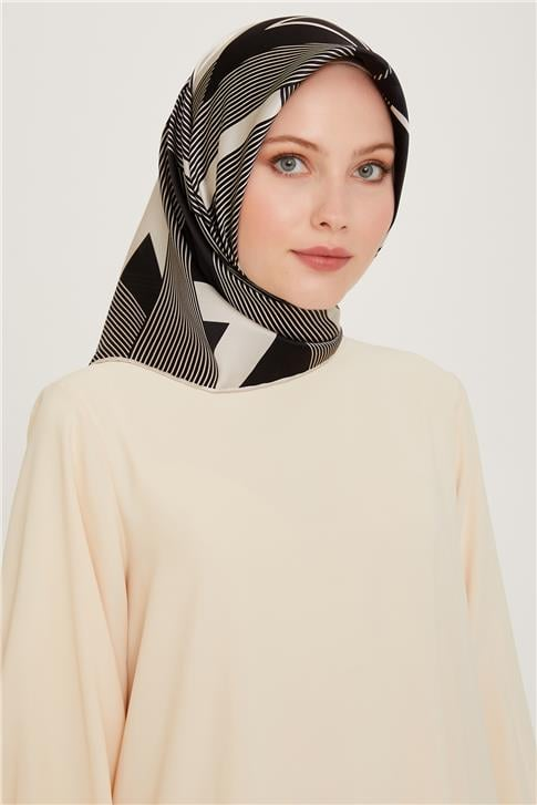 Armine Obje Desenli Sura Saf İpek Eşarp 9254D 01