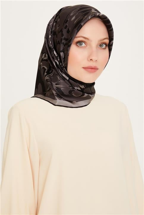 Armine Obje Desenli Sura Saf İpek Eşarp 9256D 33