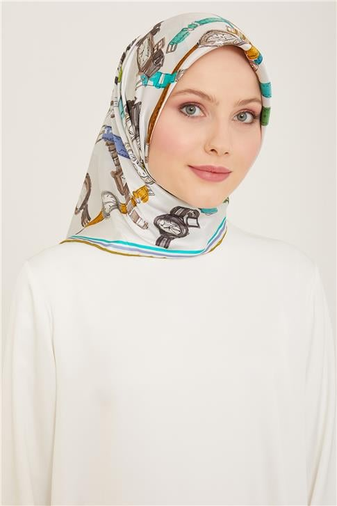 Armine Obje Desenli Twill İpek Eşarp 24Ya9141 80 01