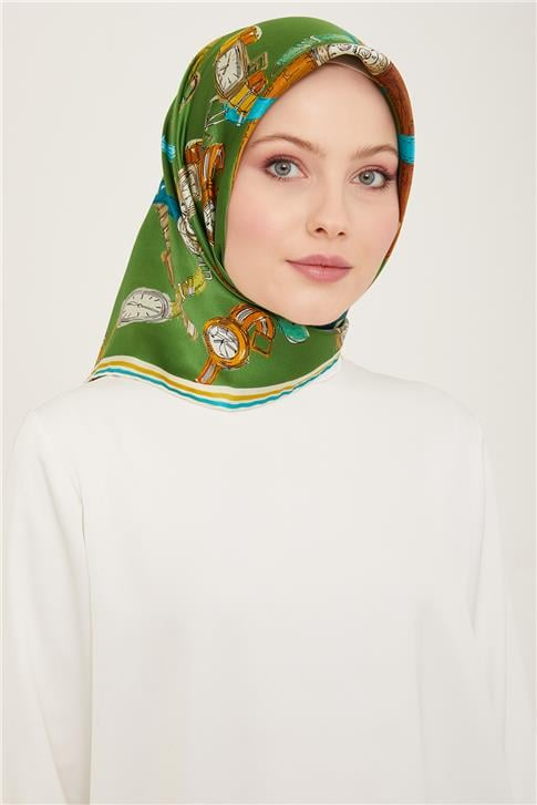 Armine Obje Desenli Twill İpek Eşarp 24Ya9141 80 50