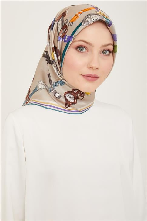 Armine Obje Desenli Twill İpek Eşarp 24Ya9141 80 80