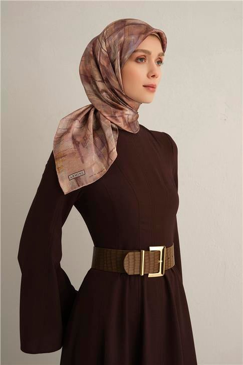 Armine Soyut Desenli Saf İpek Sura Eşarp 9339D 58