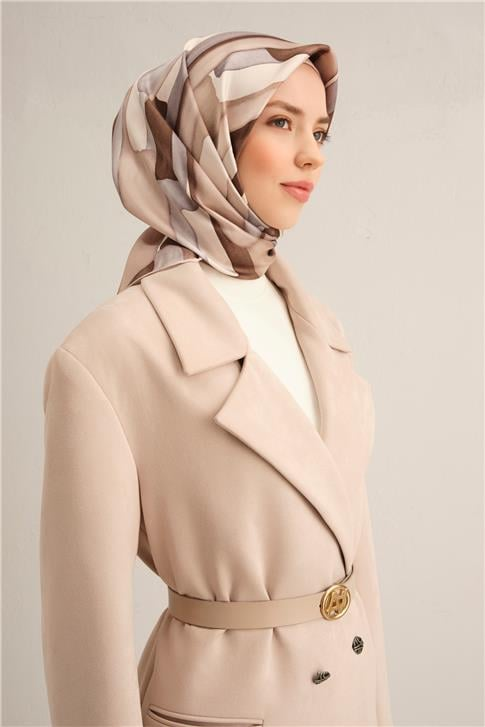 Armine Soyut Desenli Saf İpek Sura Eşarp 9306D 34