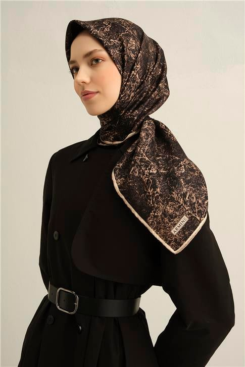 Armine Soyut Desenli Saf İpek Sura Eşarp 9311D 04