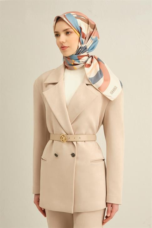 Armine Soyut Desenli Saf İpek Sura Eşarp 9328D 38