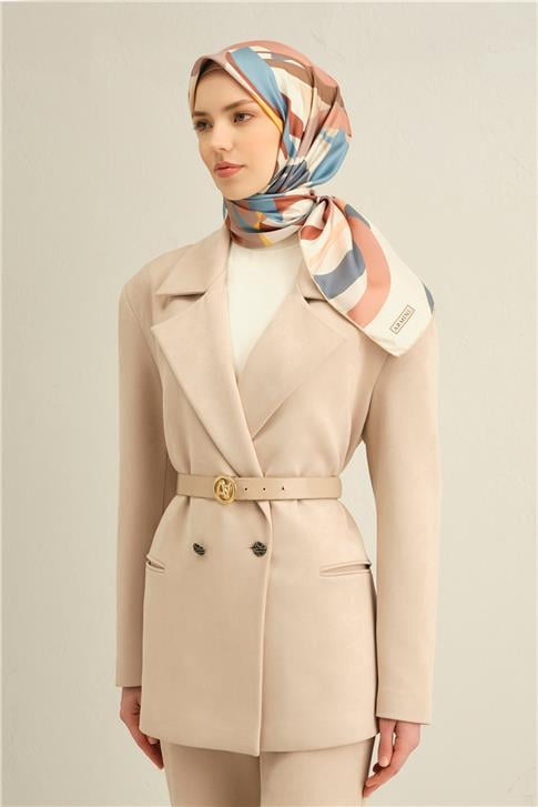 Armine Soyut Desenli Saf İpek Twill Eşarp 9328D 38