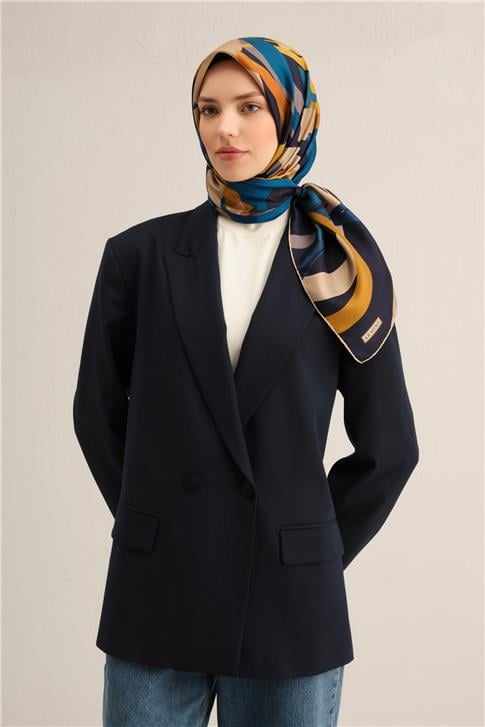 Armine Soyut Desenli Saf İpek Twill Eşarp 9328D 56