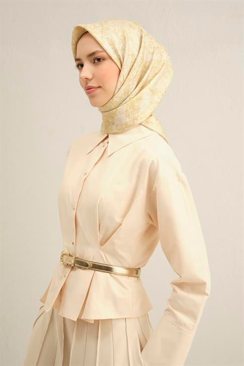 Armine Soyut Desenli Saf İpek Twill Eşarp 9311D 07