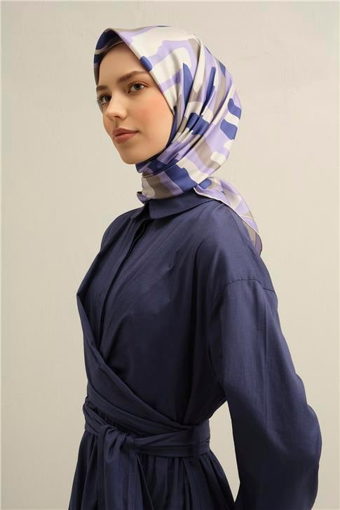 Armine Soyut Desenli Saf İpek Twill Eşarp 9303 87