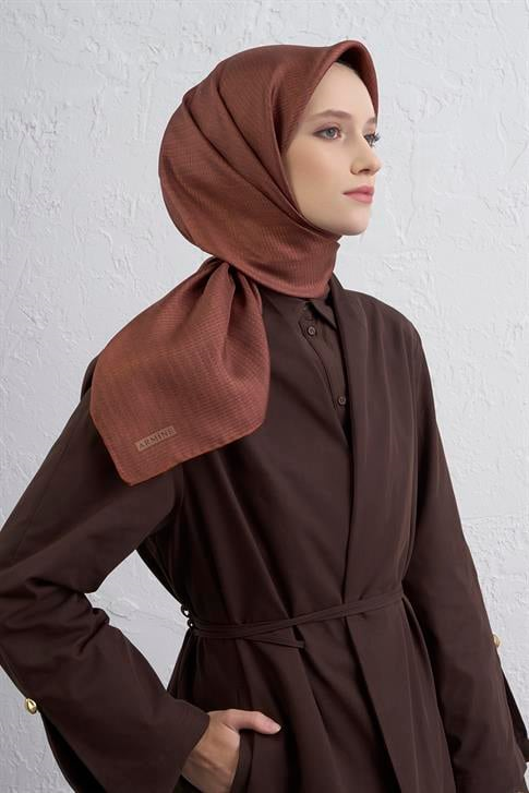 Armine Soyut Desenli Saf İpek Twill Eşarp 9415D 09