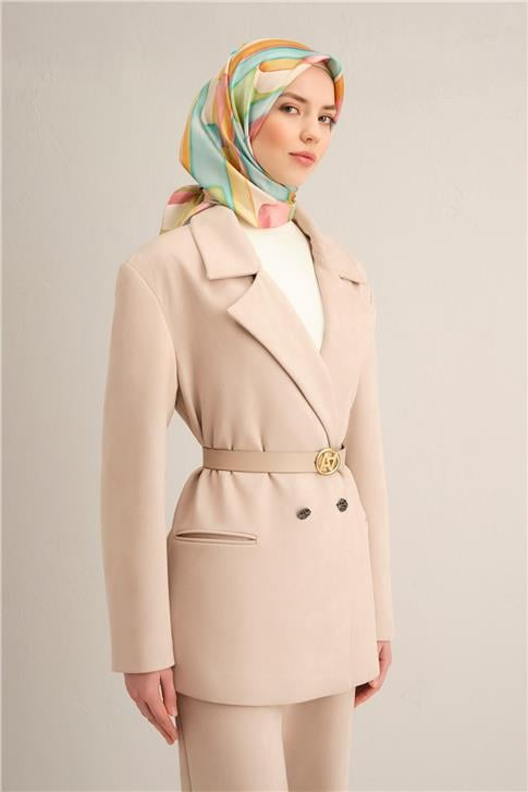 Armine Soyut Desenli Saf İpek Twill Eşarp 9306D 37