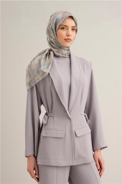 Armine Soyut Desenli Saf İpek Twill Eşarp 9339D 57