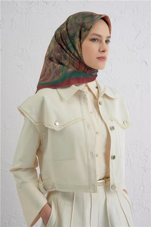 Armine Soyut Desenli Saf İpek Twill Eşarp 9420D 04