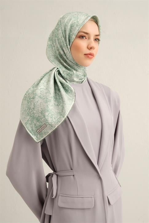 Armine Soyut Desenli Saf İpek Twill Eşarp 9311D 87