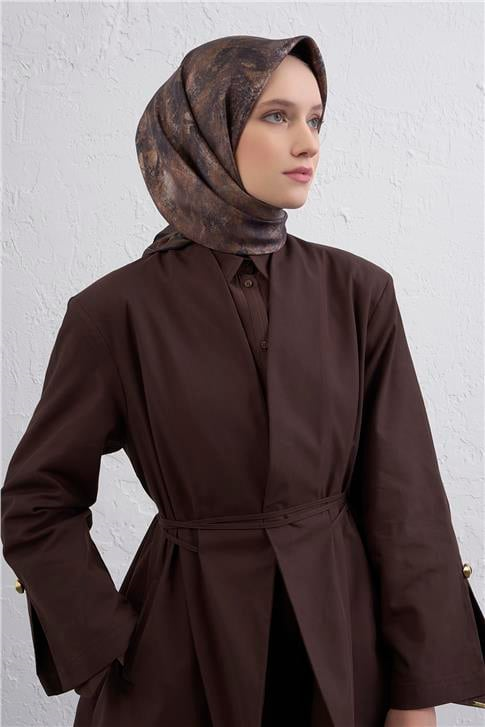 Armine Soyut Desenli Saf İpek Twill Eşarp 9433D 52