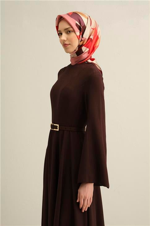Armine Soyut Desenli Saf İpek Twill Eşarp 9328D 83