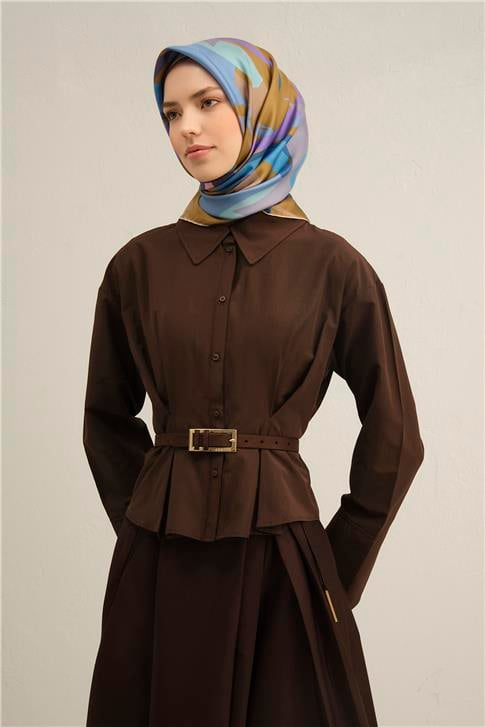 Armine Soyut Desenli Saf İpek Twill Eşarp 9328D 31