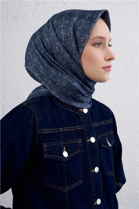 Armine Soyut Desenli Saf İpek Twill Eşarp 9308D 01