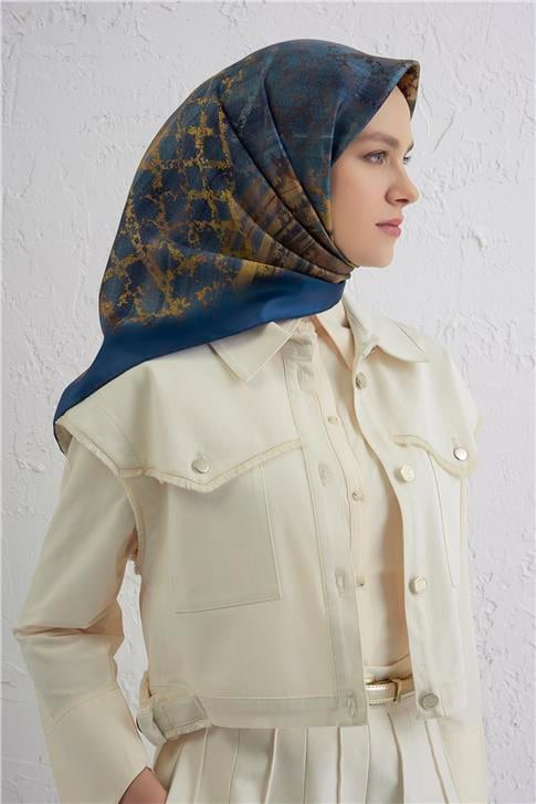 Armine Soyut Desenli Saf İpek Twill Eşarp 9420D 54